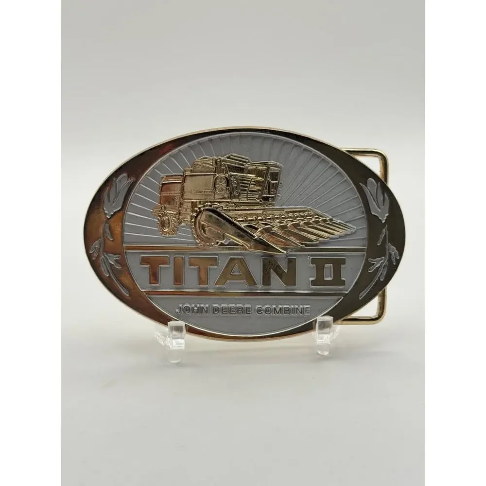 John Deere Titan II Combine Belt Buckle Combine Harvester Motif Oval Western